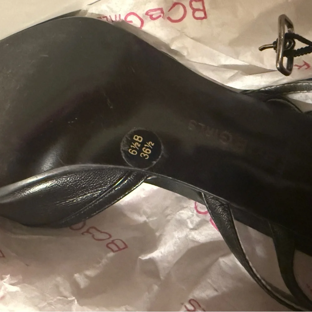 BCBG Black Pointed Slingback Heels Leather EU 36.5 US 6.5